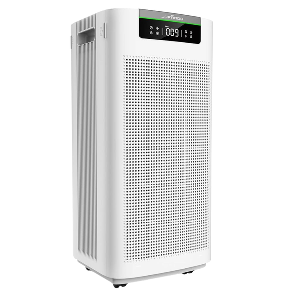 White Jafanda smart air purifier with digital LED display on a plain white background